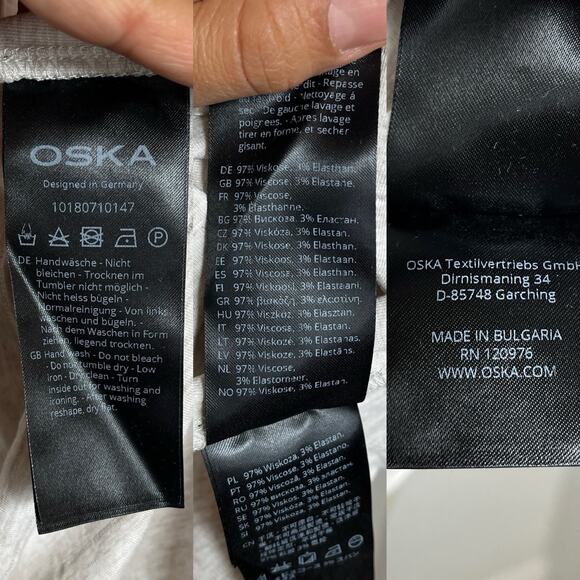 Oska Oatmeal Cowl Neck Blouse textured lines Size 2(US8/10), made in Bulgaria - Picture 8 of 9